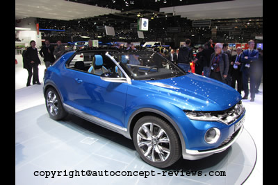 The world première of the T-ROC, a Golf-format concept car positioned a step down from the Tiguan. Following the CrossBlue (USA), CrossBlue Coupé (China) and also Taigun (India) concept cars, Volkswagen is once again giving a look ahead to possible future SUV models.